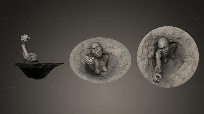 Figurines heroes, monsters and demons (Zombie In The Hole, STKM_0094) 3D models for cnc